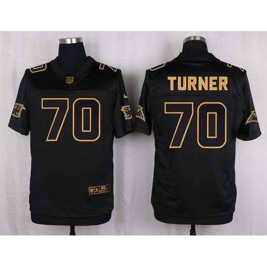 Nike Panthers #70 Trai Turner Black Mens Stitched NFL Elite Pro Line Gold Collection Jersey